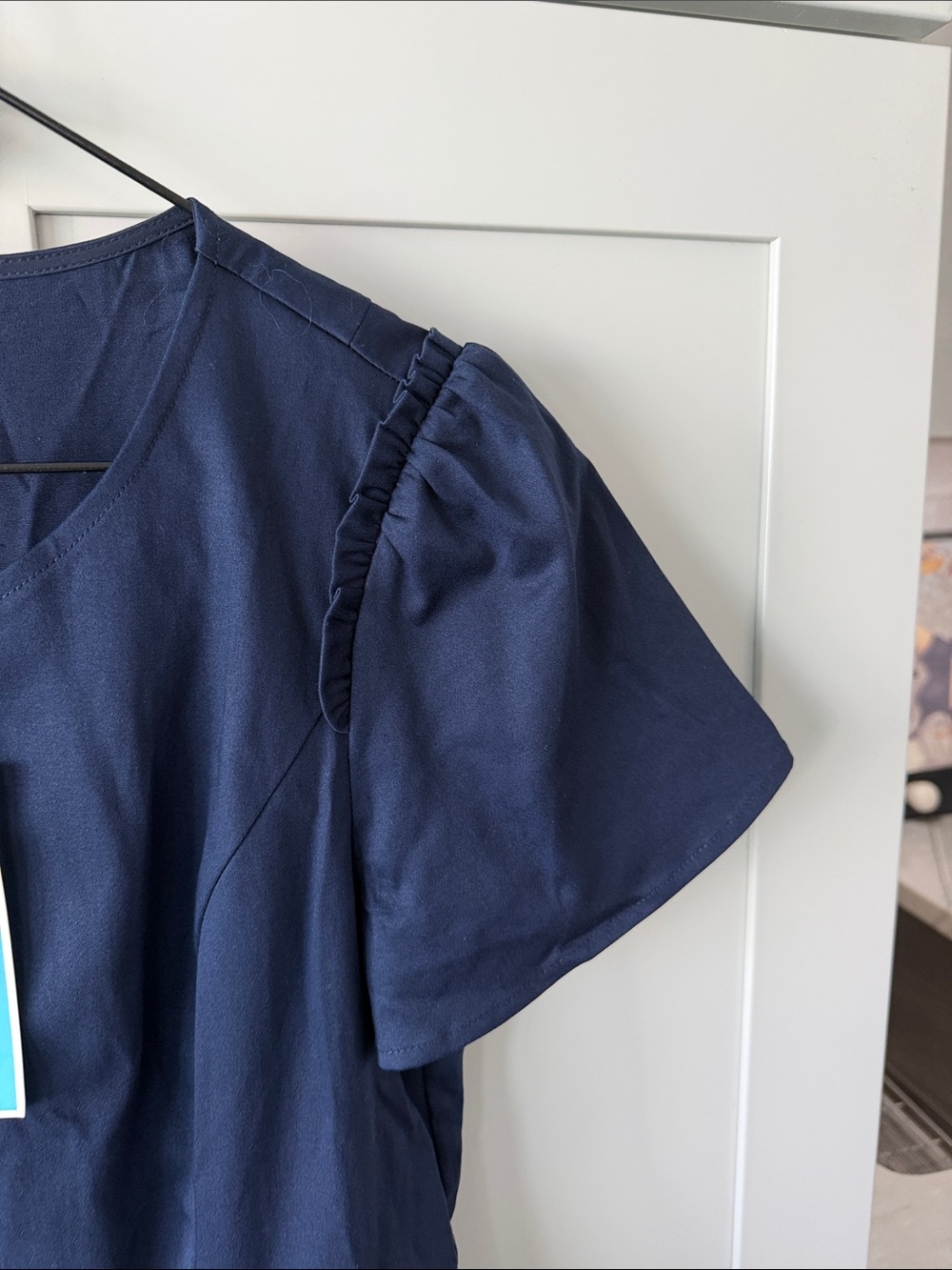🦋Draper James Navy Zip-Front Fit & Flare Dress with Ruffle Sleeves - Picture 5 of 10
